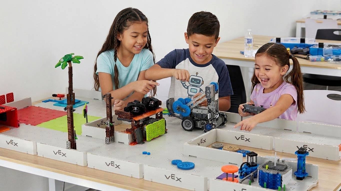 SteamPi students tackle real missions on a VEX Robotics competition field